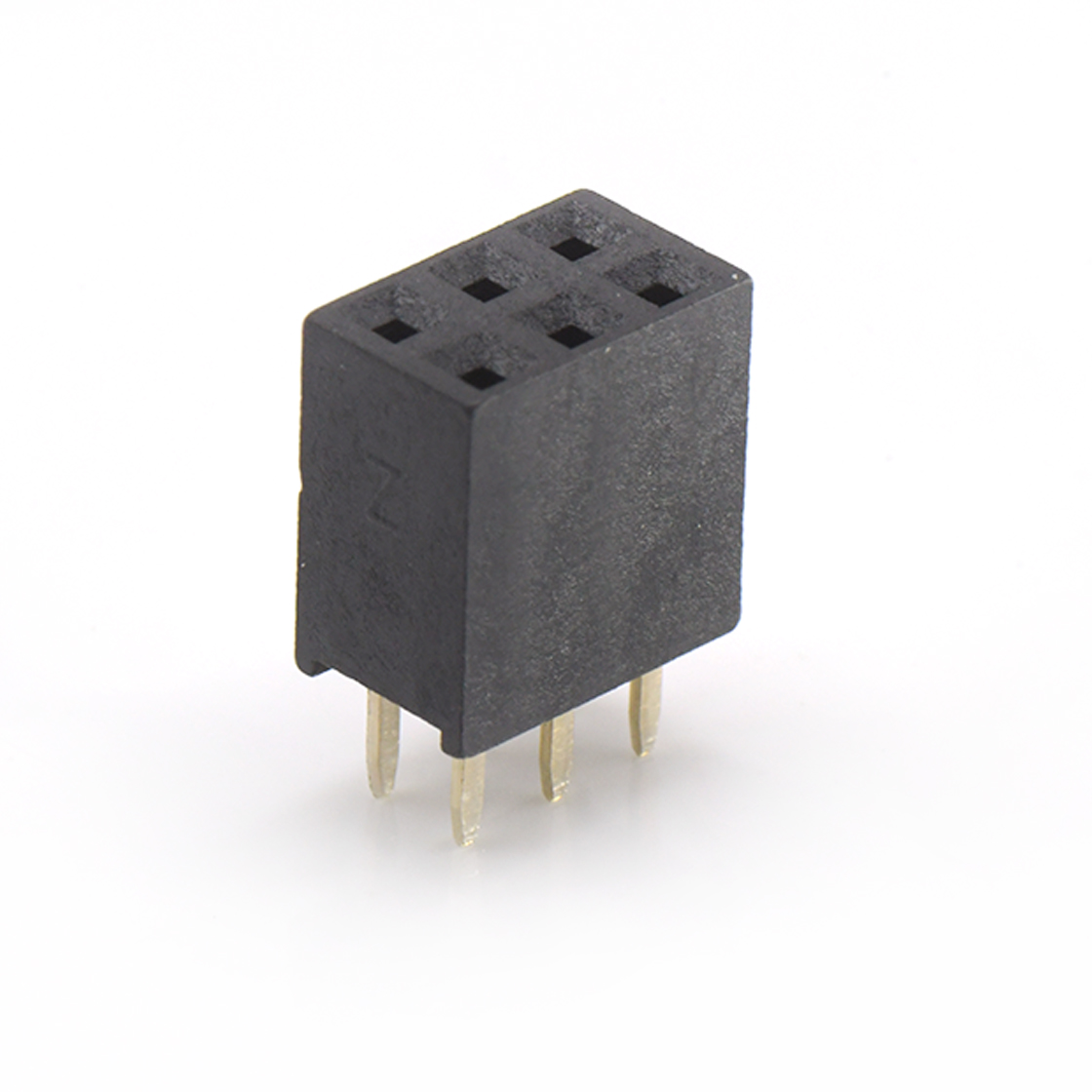 FH2541 排母连接器 Pitch 2.54mm 180° 双排 DIP Y型排母 H8.5W5.0 PC:3.1 2X03Pin 黑色 镀全金G/F
